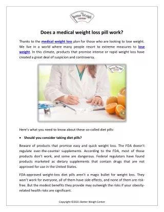 Does a medical weight loss pill work?