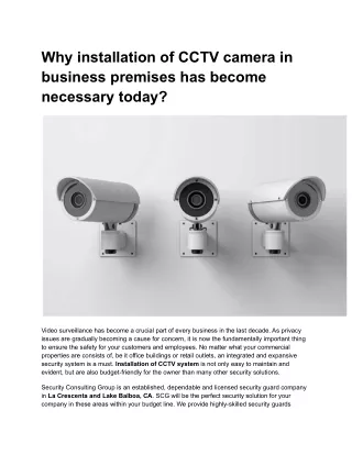why installation of cctv camera in business