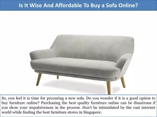 Is It Wise And Affordable To Buy a Sofa Online?