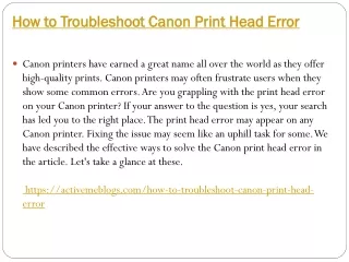 How to Troubleshoot Canon Print Head Error
