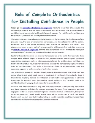 role of complete orthodontics for installing
