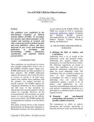 use of icmje urm for ethical guidance