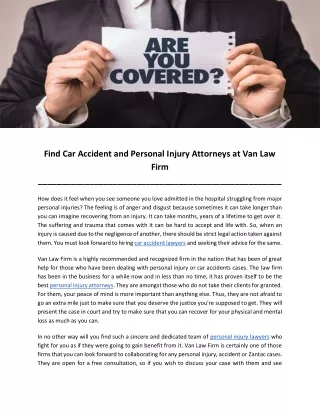 Find Car Accident and Personal Injury Attorneys at Van Law Firm