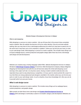 Website Design & Development Services in Udaipur