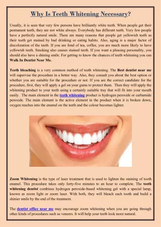 Why Is Teeth Whitening Necessary?