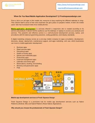 When Do You Need Mobile Application Development @ Freshsqueezedesign.com