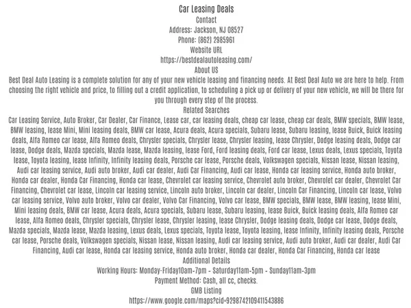 Car Leasing Deals