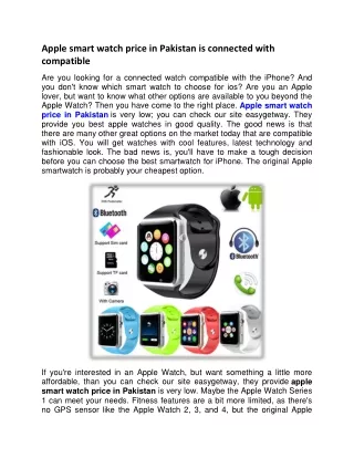 apple smart watch price in pakistan is connected