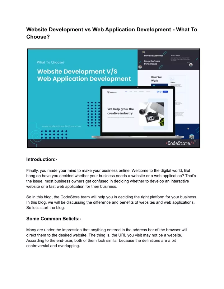 website development vs web application