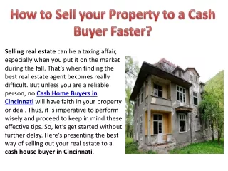 how to sell your property to a cash buyer faster