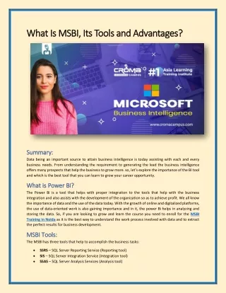 what is msbi what is msbi its tools