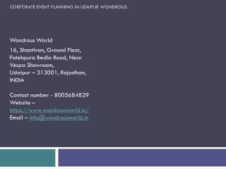 corporate event planning in udaipur wondrous