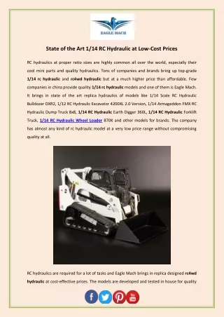 State of the Art 1/14 RC Hydraulic at Low-Cost Prices