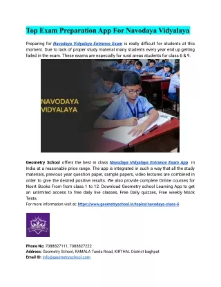 top exam preparation app for navodaya vidyalaya