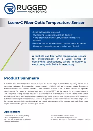 Lsens-C Fiber Optic Temperature Sensor - Rugged Monitoring