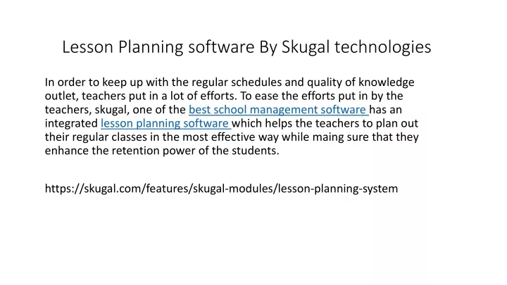 lesson planning software by skugal technologies