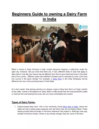 Beginners Guide to owning a Dairy Farm in India