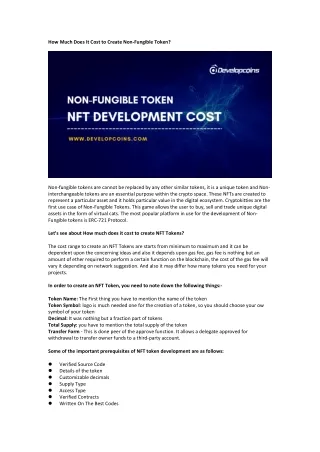 how much does it cost to create non fungible token