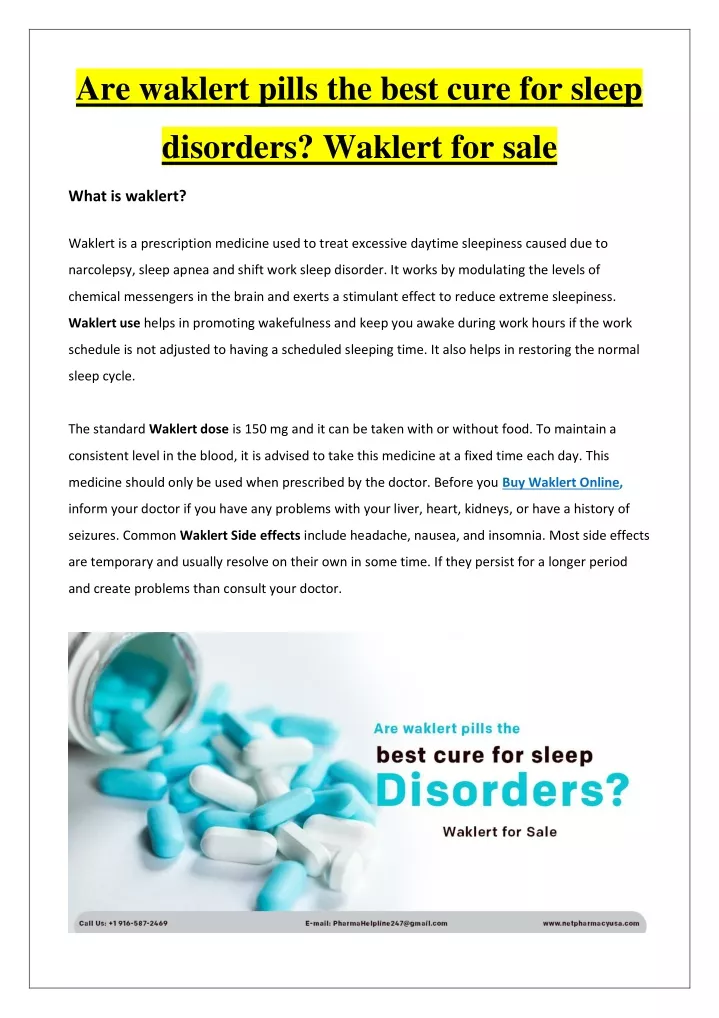 are waklert pills the best cure for sleep