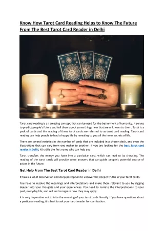 Know How Tarot Card Reading Helps to Know The Future From The Best Tarot Card Reader in Delhi