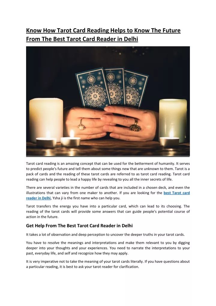 know how tarot card reading helps to know