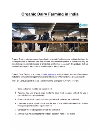 Organic Dairy Farming in India