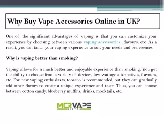 Why Buy Vape Accessories Online in UK