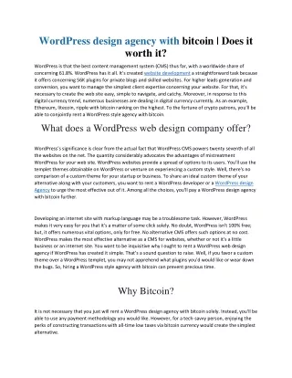 wordpress design agency with bitcoin does