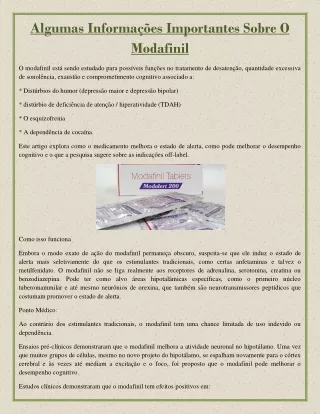 algumas informa es importantes sobre o modafinil
