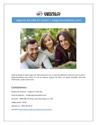 seguros de vida en miami aseguratuvidahoy com