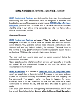 MIMS Northbrook Reviews - Site Visit - Review