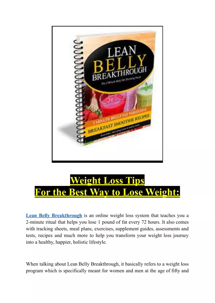 weight loss tips for the best way to lose weight