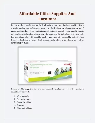 Affordable Office Supplies And Furniture