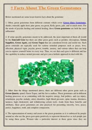 7 facts about the green gemstones