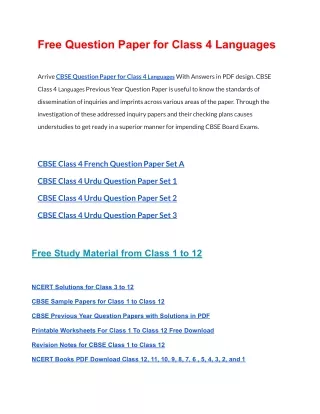 free question paper for class 4 languages