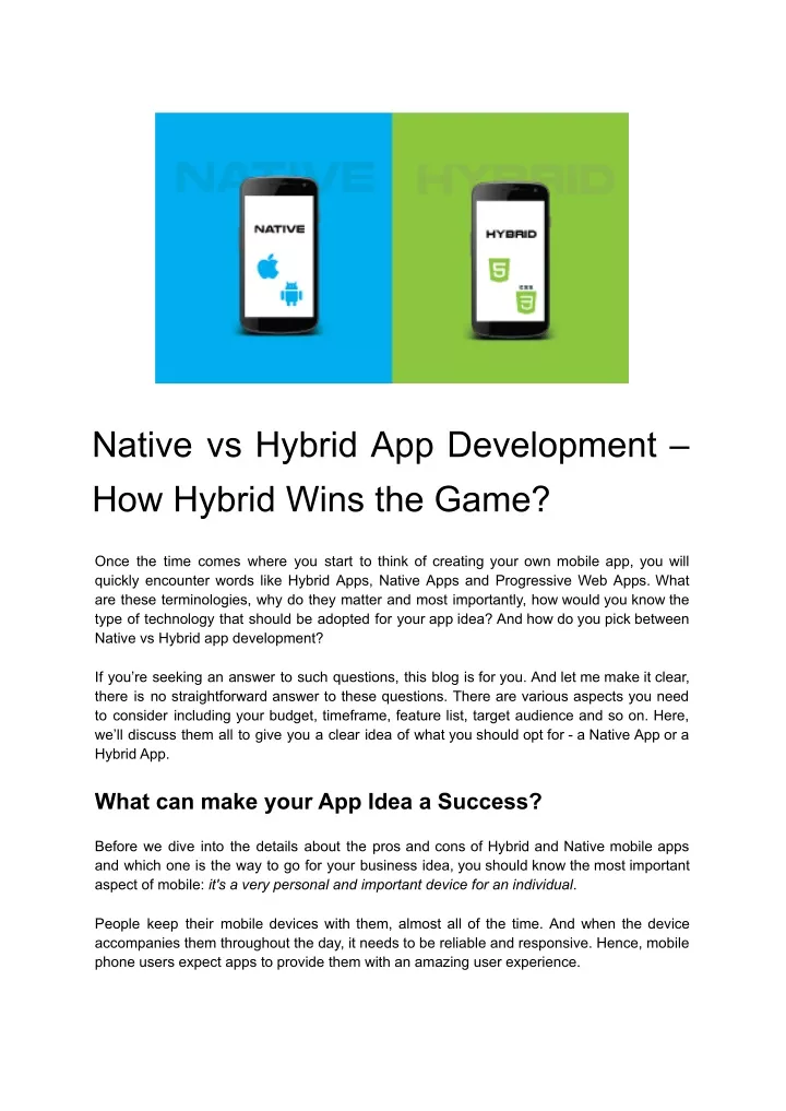 native vs hybrid app development how hybrid wins
