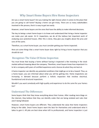 Why Smart Home Buyers Hire Home Inspectors