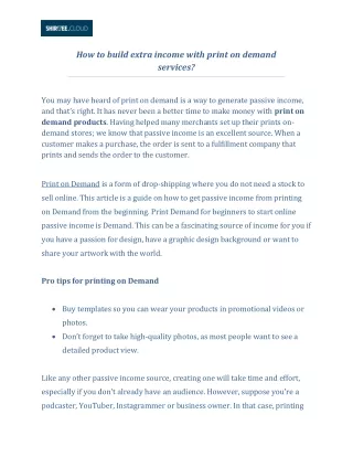 how to build extra income with print on demand