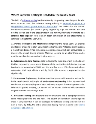 Where Software Testing Is Headed In The Next 5 Years