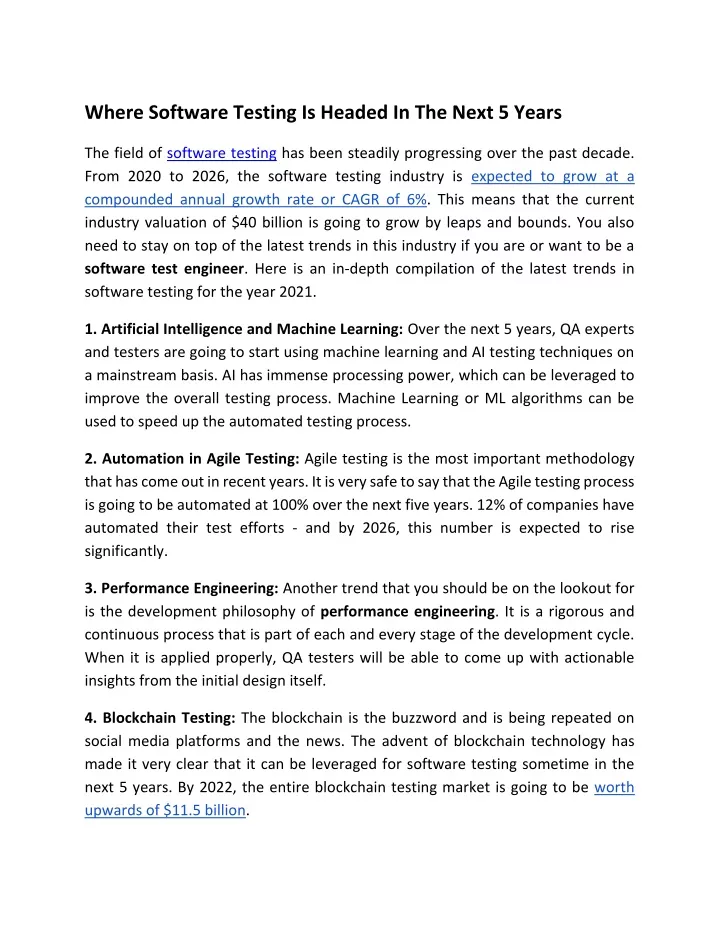 where software testing is headed in the next