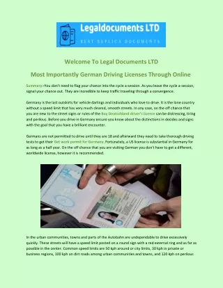 Most Importantly German Driving Licenses Through Online