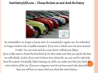 AutoHistoryUSA.com – Choose the best car and check the history