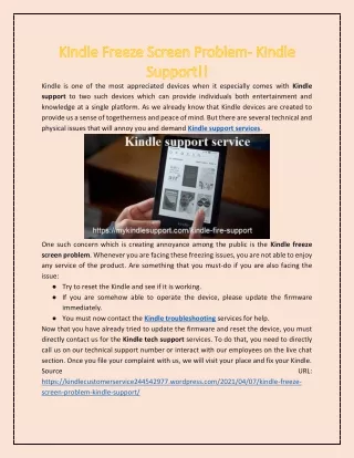 Kindle Freeze Screen Problem- Kindle Support!!