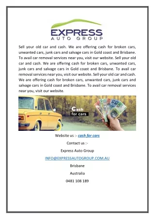 Cash for Cars | ExpressAutoGroup.com.au