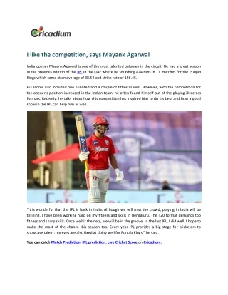 i like the competition says mayank agarwal