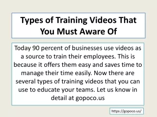 Types of Training Videos That You Must Aware Of