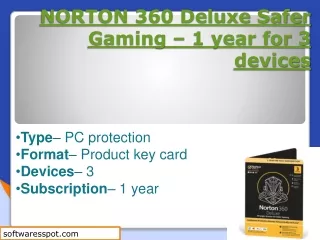NORTON 360 Deluxe Safer Gaming – 1 year for 3 devices