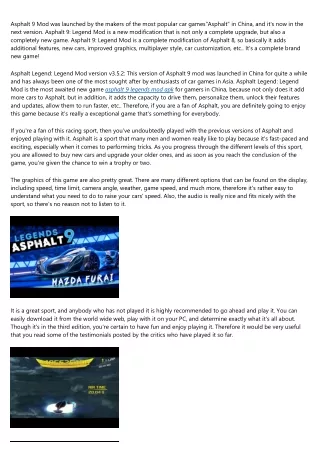 asphalt 9 mod was launched by the makers