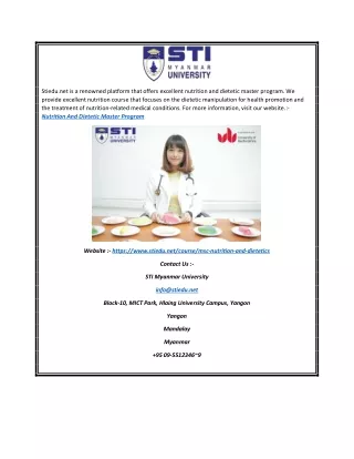 Nutrition and Dietetic Master Program | Stiedu.net