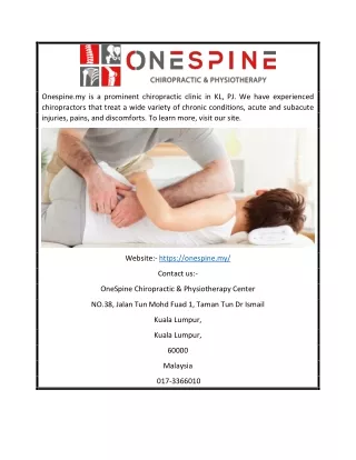 onespine my is a prominent chiropractic clinic